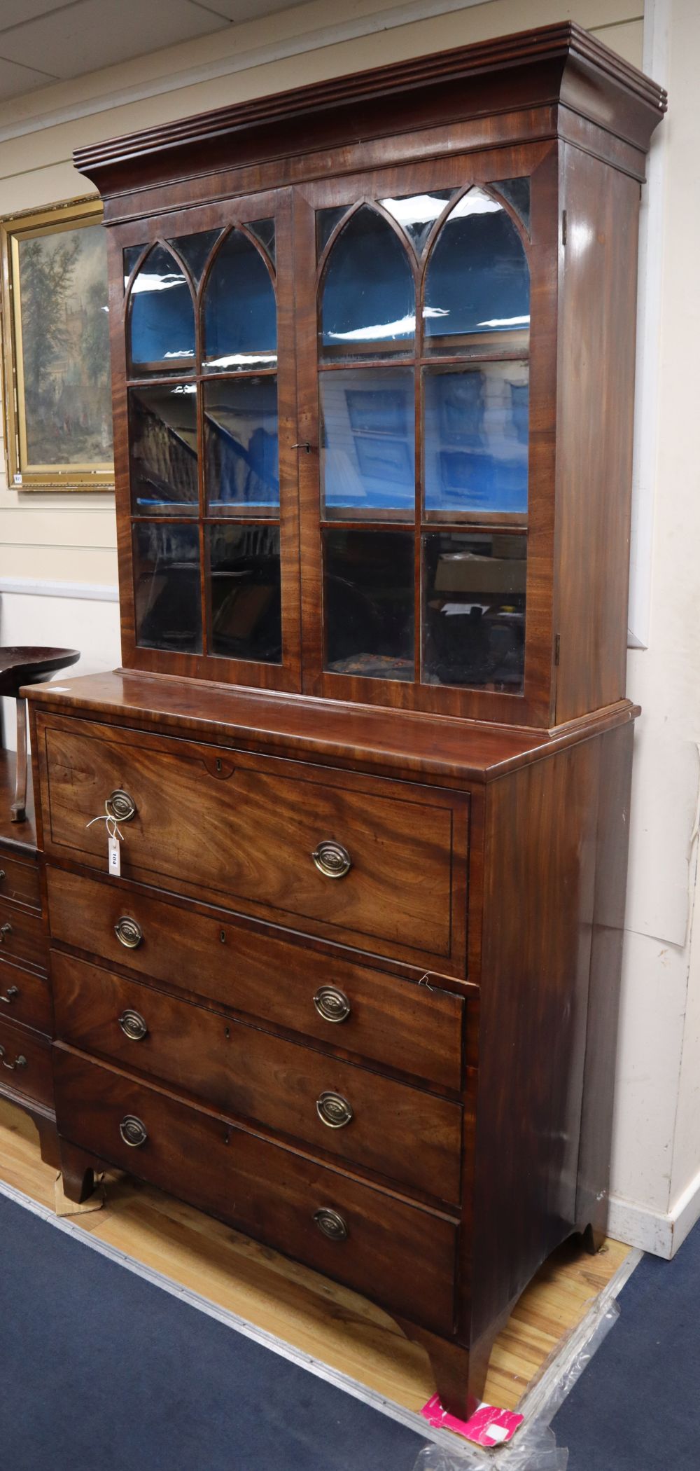 A George IV mahogany secretaire bookcase, W.109cm, D.57cm, H.225cm